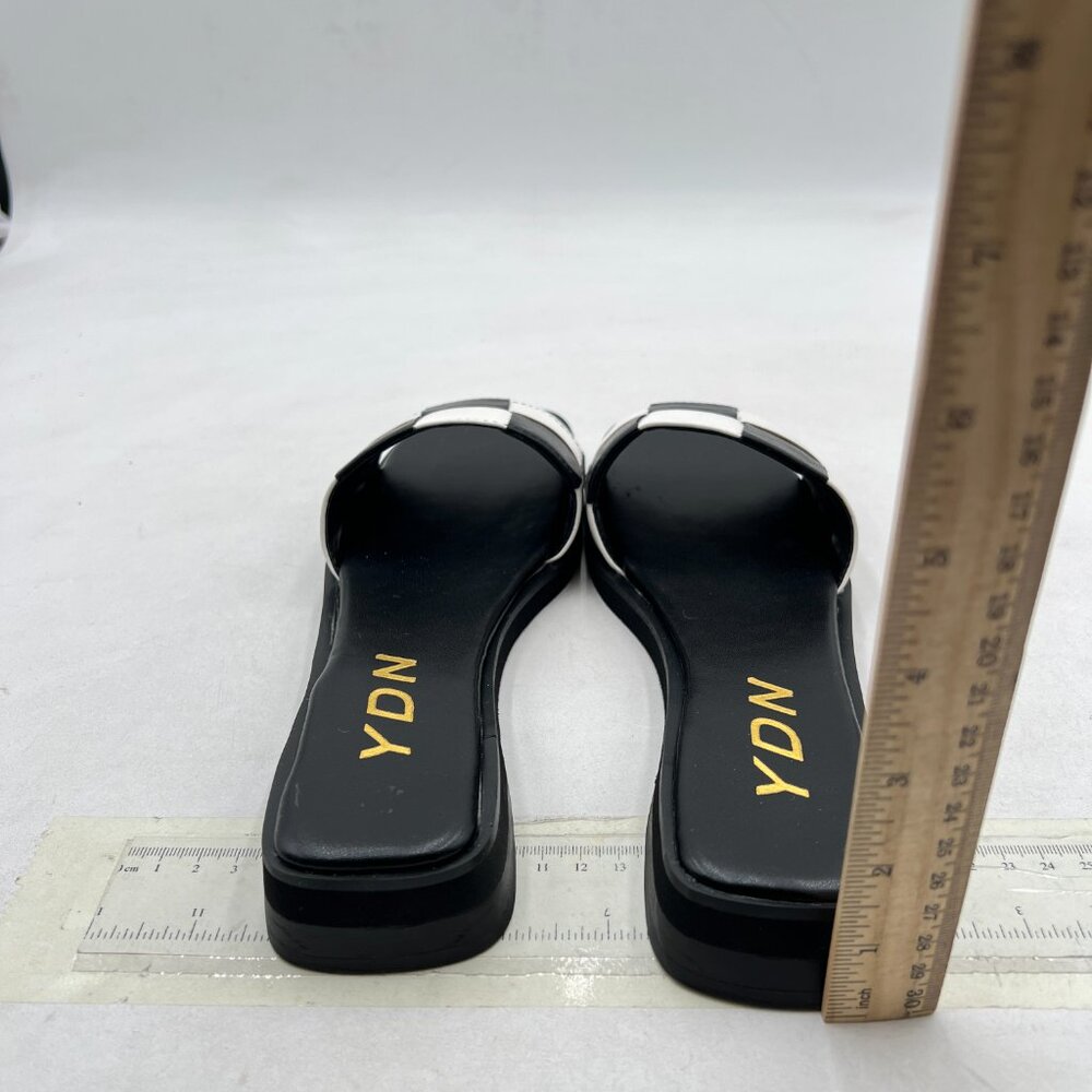 Ydn Black Open Square Toe Slip On Slides Sandal C… - image 5